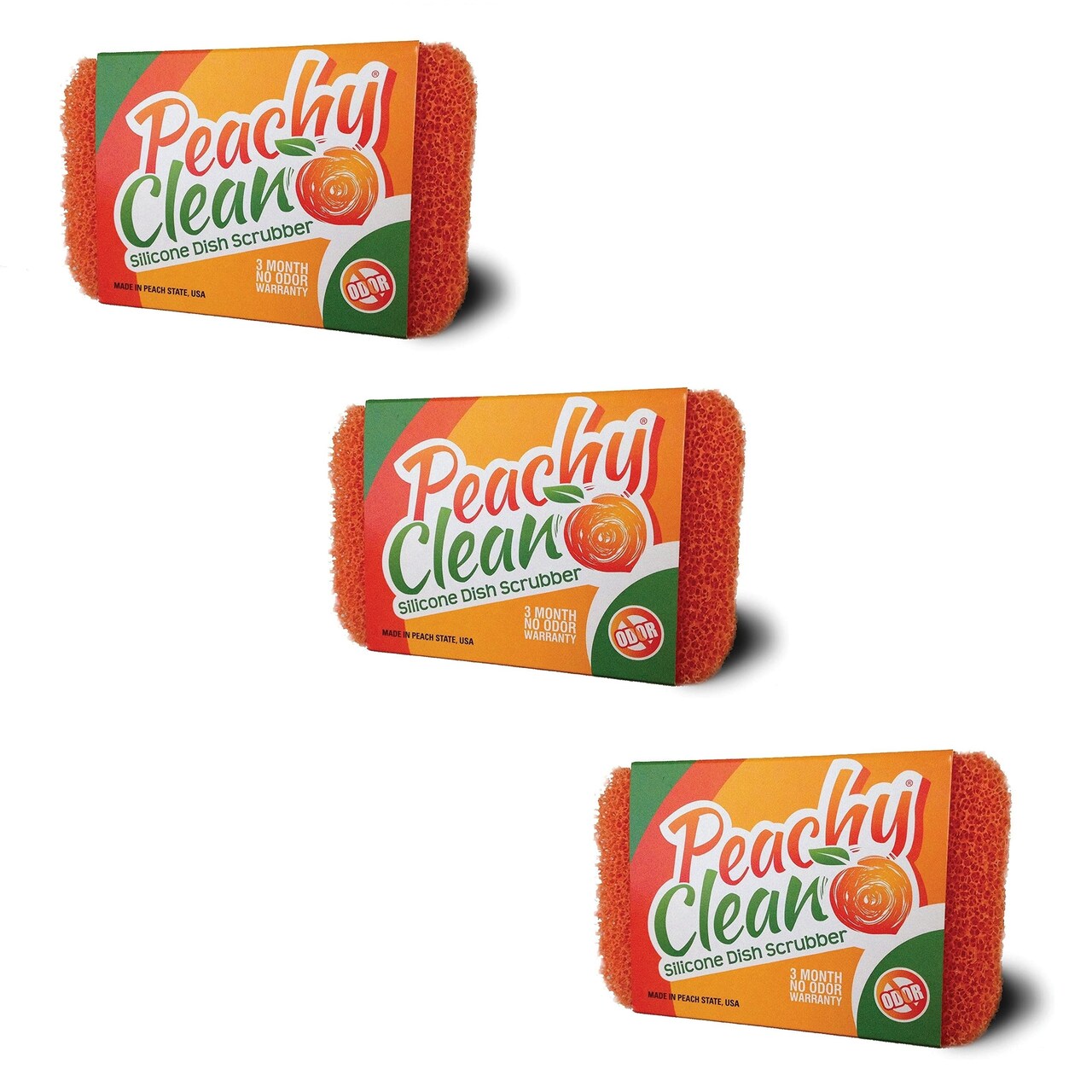 Peachy Clean Silicone Kitchen Dish Scrubber - Peach Scented Scrubbing Sponge